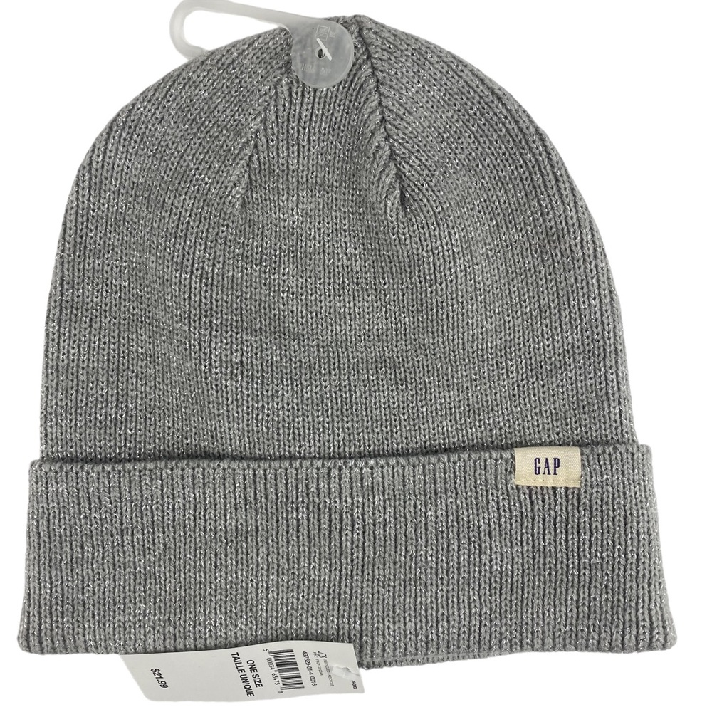 NWT Gap Kids' Knit Grey Silver Beanie Hat - One Size